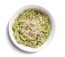 Спагетти с куриной грудкой, шпинатом и сливками