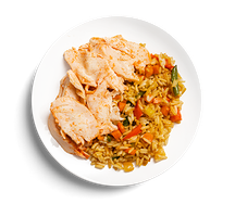 Куриная грудка с рисом и овощами