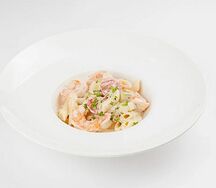 Паста с креветками и цуккини в сливочном соусе