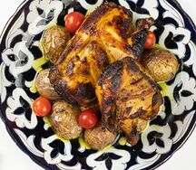 Цыпленок корнишон с запеченным картофелем