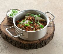 Вареники с картофелем и грибами с фермерским соусом