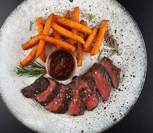 Стейк Денвер с фри из батата