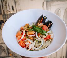 Паста Феттуччине с морепродуктами