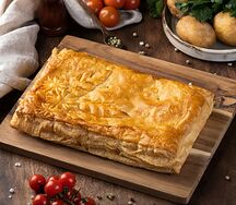 Пирог слоеный с курицей и картофелем