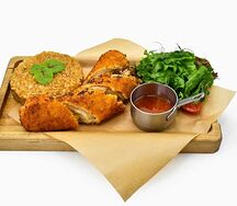 Куринный рулет с моцареллой и рисом Терияки
