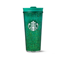 Тамблер пластиковый для воды GLITTER GREEN, 473 мл