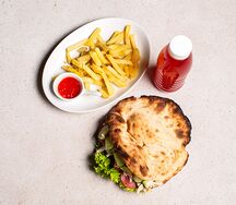 Шаурма Микс в пите, фри, морс