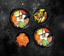 Набор 2 :Пибимпаб с курицей (2 шт.), битые огурцы (1 шт.), кимчи с морковью (1 шт.)