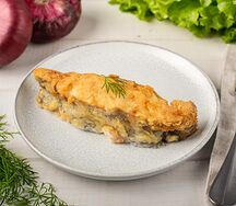 Палтус жареный в панировке с реберной костью