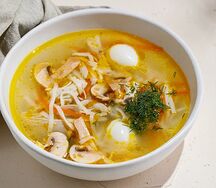 Домашний суп-лапша с грибами 