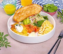 Омлет с лососем и драниками