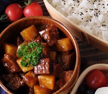 Картошка с говядиной и рисом