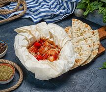 Тигровые Креветки саганаки под сыром фета
