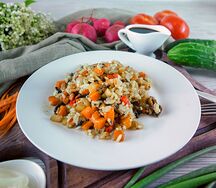Постный плов с грибами