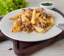 Картофель жареный с грудинкой