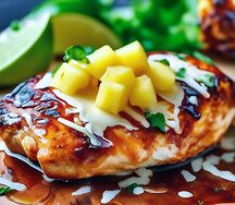 Запеченная курица с ананасами под сыром