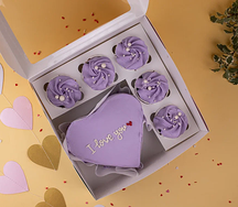 Бенто-торт с капкейками Лиловое Сердце