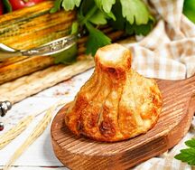 Жареные хинкали с картофелем и грибами