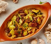 Картофель жареный с белыми грибами