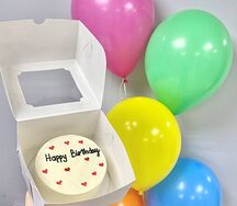 Комбо бенто-торт С днем рождения и шарики Happy Birthday с сердечками