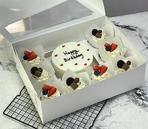Бенто-торт Happy birthday и капкейки