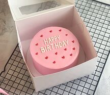 Бенто-торт на День Рождения Happy Birthday с красными сердечками