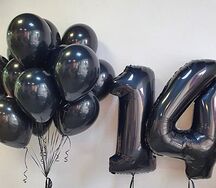 Набор черных воздушных шаров на день рождения, цифра любая