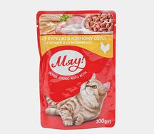 Влажный корм для кошек Мяу пауч с курицей в нежном соусе