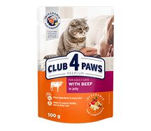 Club 4 paws premium консервированный корм для взрослых кошек с говядиной в желе