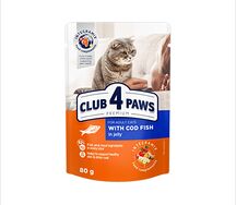 Club 4 paws premium консервированный корм для взрослых кошек с треской в желе