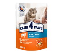 Club 4 paws premium влажный рацион для взрослых кошек С ягнятиной в соусе