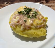 Картофельное лукошко с ветчиной и сыром