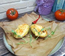 Картофель, запечённый со шпинатом