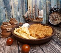 Шницель куриный с картофелем и грибами