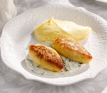 Рыбные котлеты с пюре