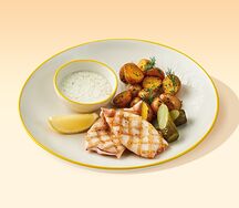 Дальневосточный кальмар гриль с картофелем стоун