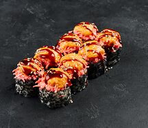 Запеченный ролл с мидиями и крабом