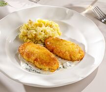 Котлеты из трески с мятым картофелем