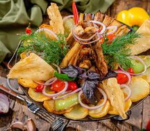 Садж из баранины с овощами