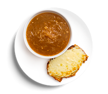 Луковый суп и тост с сыром