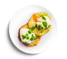 Кабачковые оладьи с яйцами пашот