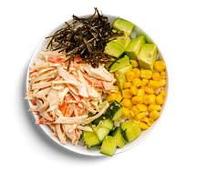 Поке со снежным крабом, авокадо и битыми огурцами