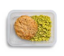 Рыбная котлета с зеленым булгуром