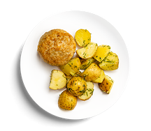 Бифштекс из индейки с картофелем с маслом и укропом