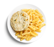 Рубленая куриная котлета с макаронами