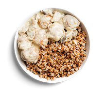 Митболы с гречкой и грибным соусом