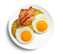 Кабачковые оладьи с глазуньей и беконом