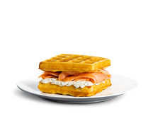 Вафли с лососем, базиликом и крем-чизом