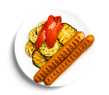 Сосиски куриные и овощи на гриле