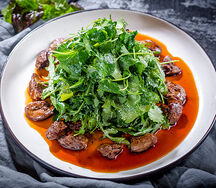 Теплый салат с куриной печенью